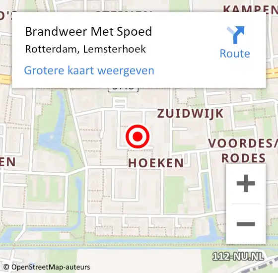 Locatie op kaart van de 112 melding: Brandweer Met Spoed Naar Rotterdam, Lemsterhoek op 9 maart 2025 11:22