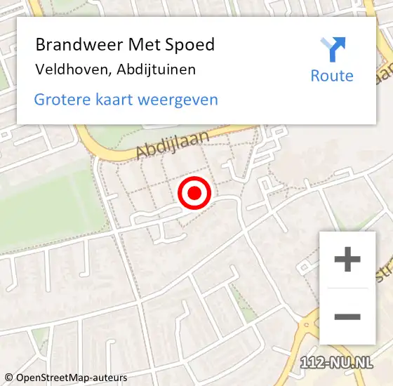 Locatie op kaart van de 112 melding: Brandweer Met Spoed Naar Veldhoven, Abdijtuinen op 9 maart 2025 12:11