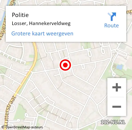 Locatie op kaart van de 112 melding: Politie Losser, Hannekerveldweg op 9 maart 2025 13:05