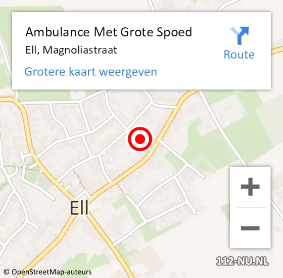 Locatie op kaart van de 112 melding: Ambulance Met Grote Spoed Naar Ell, Magnoliastraat op 9 november 2014 09:01