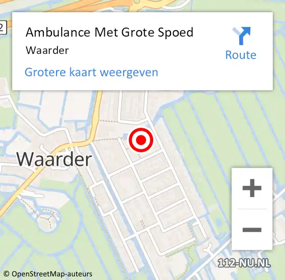 Locatie op kaart van de 112 melding: Ambulance Met Grote Spoed Naar Waarder op 9 maart 2025 15:06