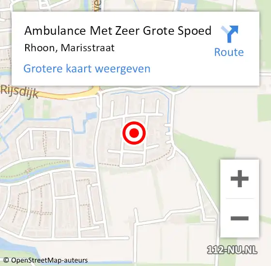 Locatie op kaart van de 112 melding: Ambulance Met Zeer Grote Spoed Naar Rhoon, Marisstraat op 9 maart 2025 17:51