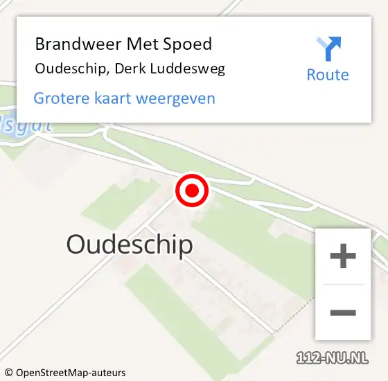 Locatie op kaart van de 112 melding: Brandweer Met Spoed Naar Oudeschip, Derk Luddesweg op 9 november 2014 09:49