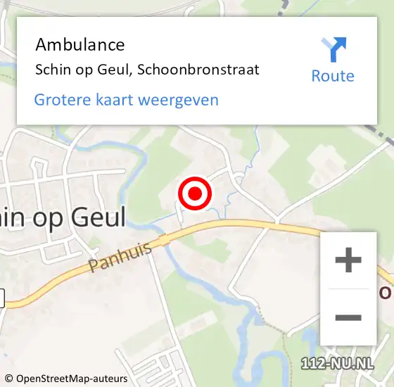 Locatie op kaart van de 112 melding: Ambulance Schin op Geul, Schoonbronstraat op 9 november 2014 09:54