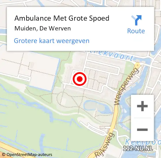 Locatie op kaart van de 112 melding: Ambulance Met Grote Spoed Naar Muiden, De Werven op 9 november 2014 10:23