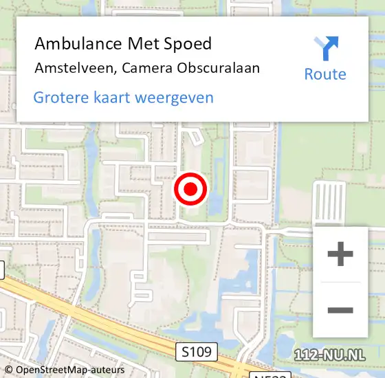 Locatie op kaart van de 112 melding: Ambulance Met Spoed Naar Amstelveen, Camera Obscuralaan op 10 maart 2025 00:56