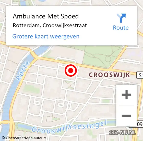 Locatie op kaart van de 112 melding: Ambulance Met Spoed Naar Rotterdam, Crooswijksestraat op 10 maart 2025 09:05
