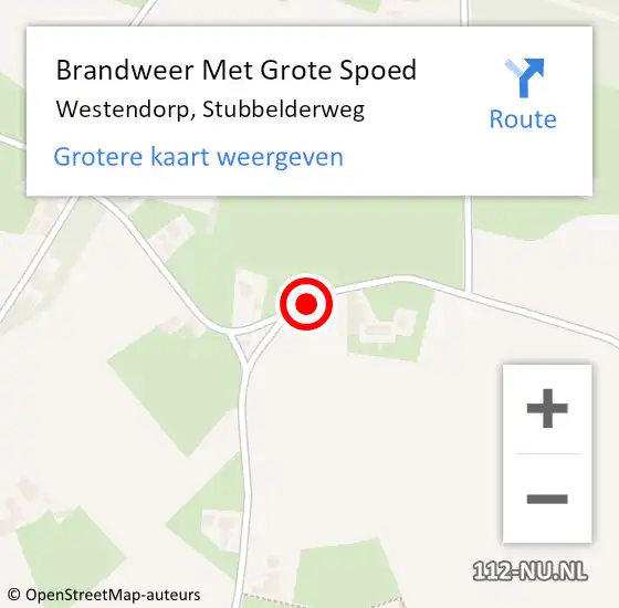 Locatie op kaart van de 112 melding: Brandweer Met Grote Spoed Naar Westendorp, Stubbelderweg op 9 november 2014 11:01