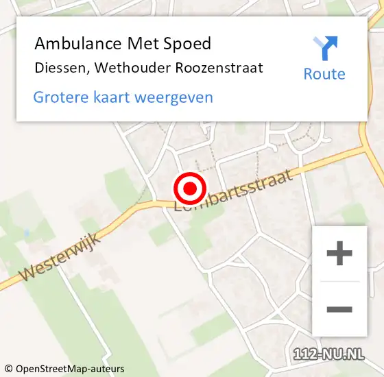 Locatie op kaart van de 112 melding: Ambulance Met Spoed Naar Diessen, Wethouder Roozenstraat op 9 november 2014 11:13