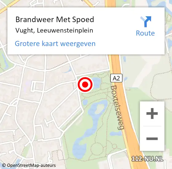 Locatie op kaart van de 112 melding: Brandweer Met Spoed Naar Vught, Leeuwensteinplein op 10 maart 2025 12:45