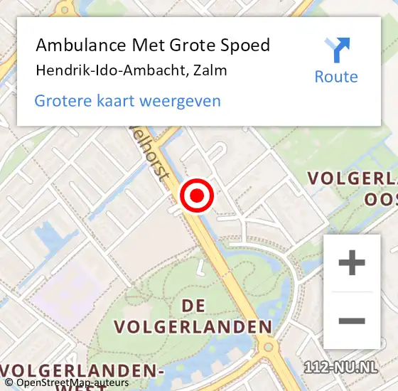 Locatie op kaart van de 112 melding: Ambulance Met Grote Spoed Naar Hendrik-Ido-Ambacht, Zalm op 10 maart 2025 13:05