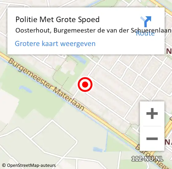 Locatie op kaart van de 112 melding: Politie Met Grote Spoed Naar Oosterhout, Burgemeester de van der Schuerenlaan op 10 maart 2025 14:10