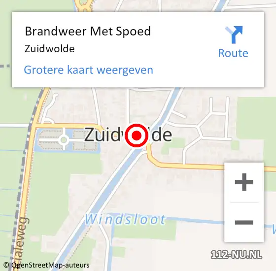 Locatie op kaart van de 112 melding: Brandweer Met Spoed Naar Zuidwolde op 10 maart 2025 14:51