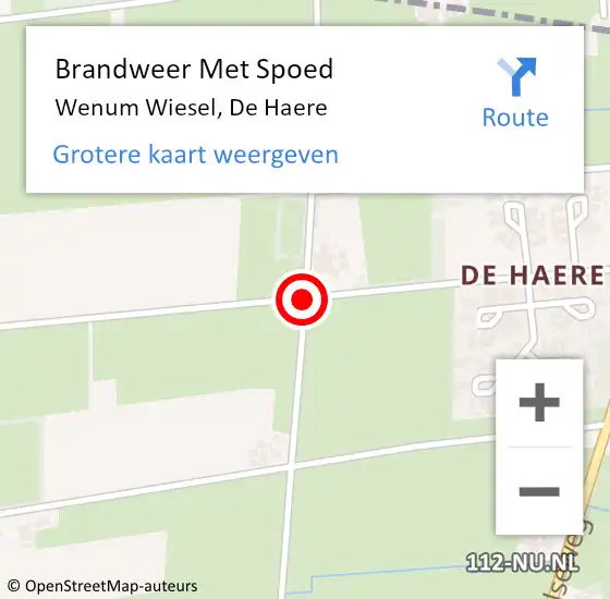 Locatie op kaart van de 112 melding: Brandweer Met Spoed Naar Wenum Wiesel, De Haere op 9 november 2014 12:17