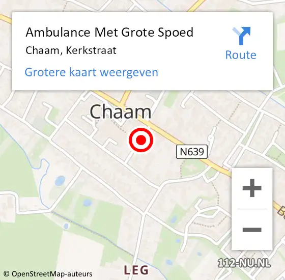 Locatie op kaart van de 112 melding: Ambulance Met Grote Spoed Naar Chaam, Kerkstraat op 9 november 2014 12:39