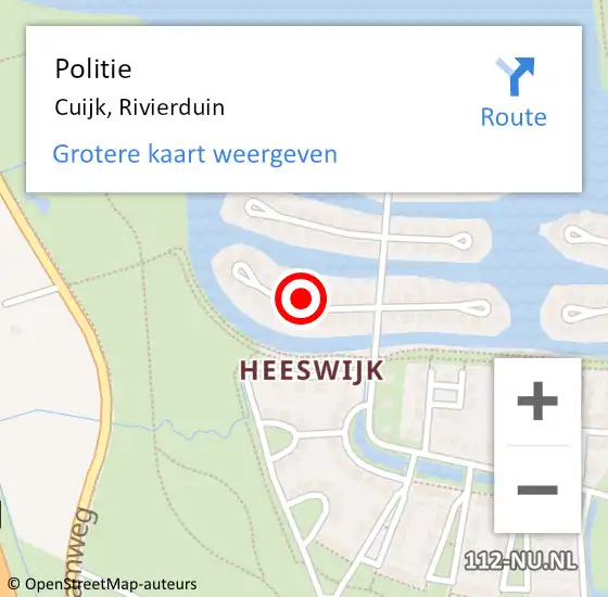 Locatie op kaart van de 112 melding: Politie Cuijk, Rivierduin op 11 maart 2025 10:17