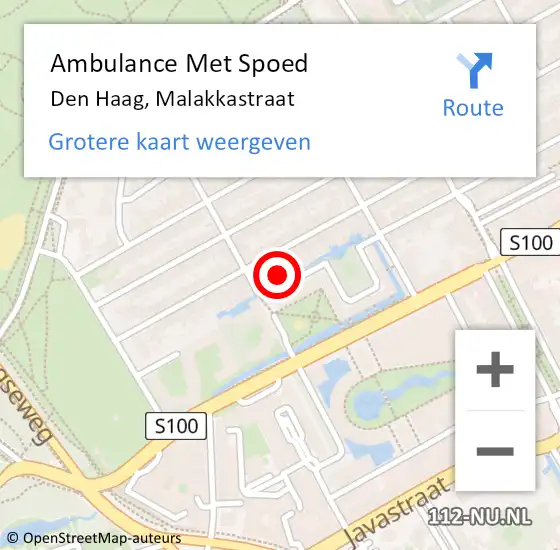 Locatie op kaart van de 112 melding: Ambulance Met Spoed Naar Den Haag, Malakkastraat op 11 maart 2025 11:23