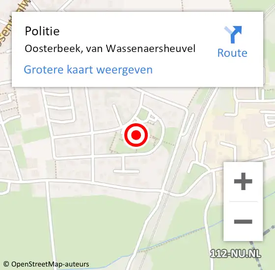 Locatie op kaart van de 112 melding: Politie Oosterbeek, van Wassenaersheuvel op 11 maart 2025 11:23