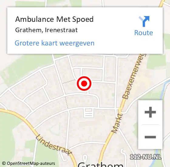 Locatie op kaart van de 112 melding: Ambulance Met Spoed Naar Grathem, Irenestraat op 9 november 2014 13:39