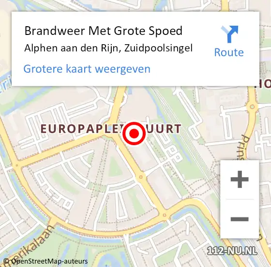 Locatie op kaart van de 112 melding: Brandweer Met Grote Spoed Naar Alphen aan den Rijn, Zuidpoolsingel op 11 maart 2025 14:06