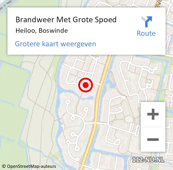 Locatie op kaart van de 112 melding: Brandweer Met Grote Spoed Naar Heiloo, Boswinde op 11 maart 2025 17:27