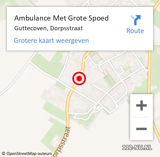 Locatie op kaart van de 112 melding: Ambulance Met Grote Spoed Naar Guttecoven, Dorpsstraat op 9 november 2014 14:38
