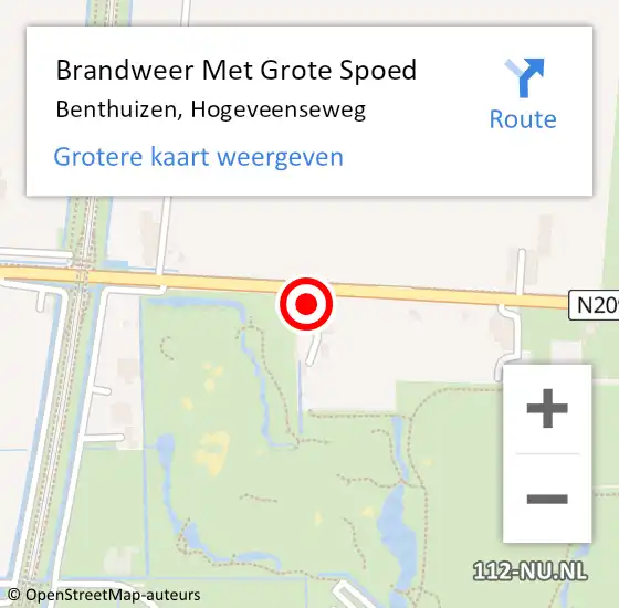 Locatie op kaart van de 112 melding: Brandweer Met Grote Spoed Naar Benthuizen, Hogeveenseweg op 9 november 2014 14:51