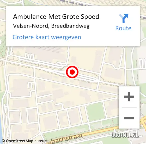 Locatie op kaart van de 112 melding: Ambulance Met Grote Spoed Naar Velsen-Noord, Breedbandweg op 12 maart 2025 05:46