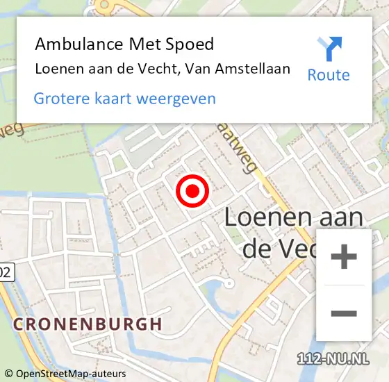 Locatie op kaart van de 112 melding: Ambulance Met Spoed Naar Loenen aan de Vecht, Van Amstellaan op 9 november 2014 15:35