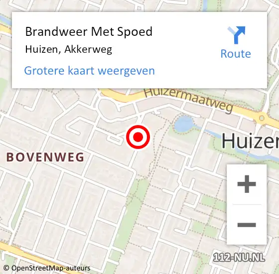 Locatie op kaart van de 112 melding: Brandweer Met Spoed Naar Huizen, Akkerweg op 12 maart 2025 11:52