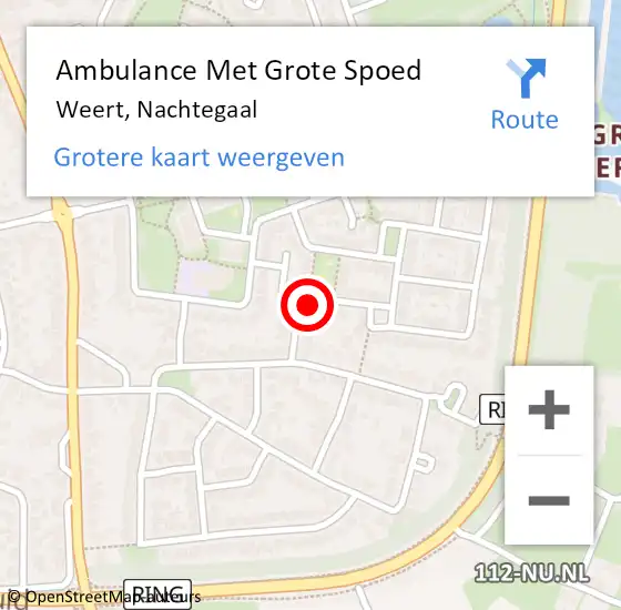 Locatie op kaart van de 112 melding: Ambulance Met Grote Spoed Naar Weert, Nachtegaal op 9 november 2014 16:05