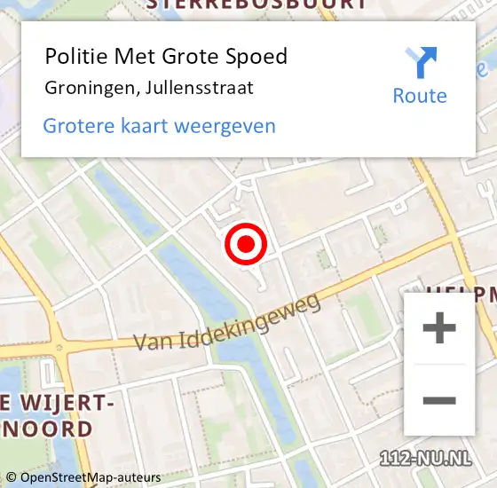 Locatie op kaart van de 112 melding: Politie Met Grote Spoed Naar Groningen, Jullensstraat op 12 maart 2025 14:16