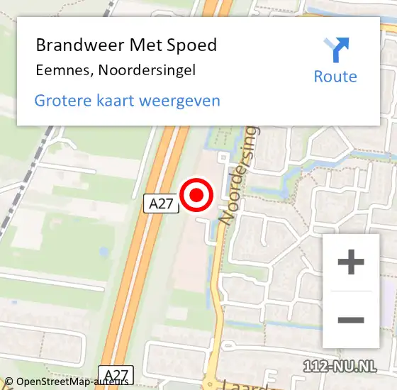 Locatie op kaart van de 112 melding: Brandweer Met Spoed Naar Eemnes, Noordersingel op 12 maart 2025 19:49