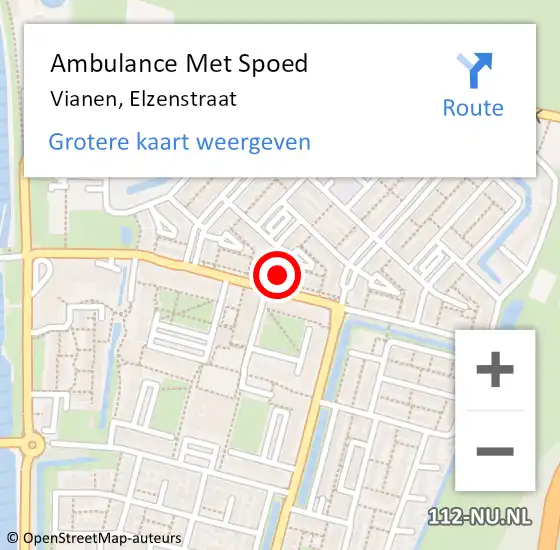 Locatie op kaart van de 112 melding: Ambulance Met Spoed Naar Vianen, Elzenstraat op 9 november 2014 17:45