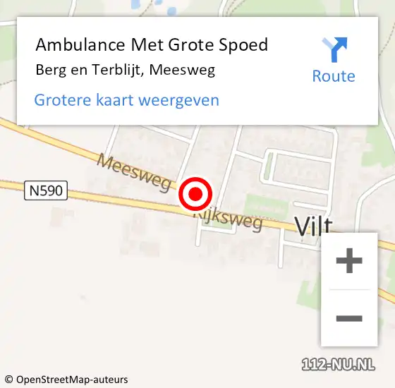 Locatie op kaart van de 112 melding: Ambulance Met Grote Spoed Naar Berg en Terblijt, Meesweg op 9 november 2014 17:48