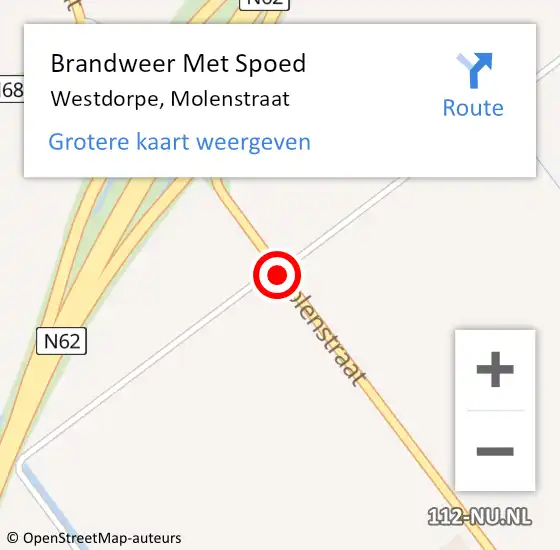 Locatie op kaart van de 112 melding: Brandweer Met Spoed Naar Westdorpe, Molenstraat op 9 november 2014 17:50