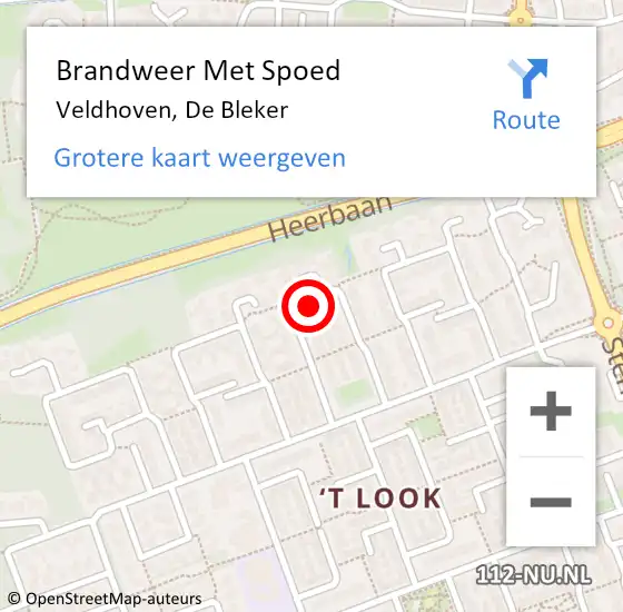 Locatie op kaart van de 112 melding: Brandweer Met Spoed Naar Veldhoven, De Bleker op 13 maart 2025 11:03