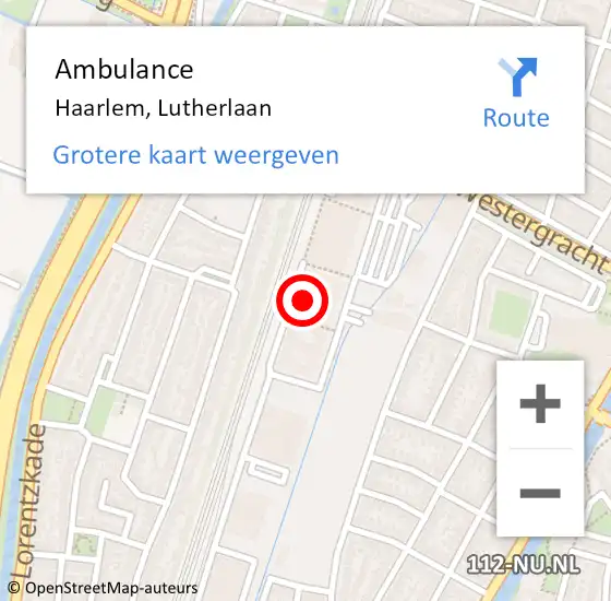 Locatie op kaart van de 112 melding: Ambulance Haarlem, Lutherlaan op 13 maart 2025 11:36