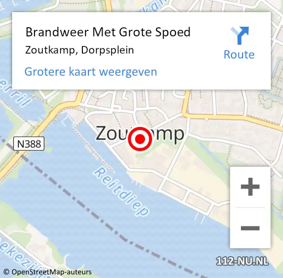 Locatie op kaart van de 112 melding: Brandweer Met Grote Spoed Naar Zoutkamp, Dorpsplein op 13 maart 2025 12:03