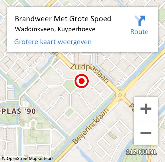 Locatie op kaart van de 112 melding: Brandweer Met Grote Spoed Naar Waddinxveen, Kuyperhoeve op 20 oktober 2013 14:02