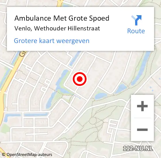 Locatie op kaart van de 112 melding: Ambulance Met Grote Spoed Naar Venlo, Wethouder Hillenstraat op 9 november 2014 18:53