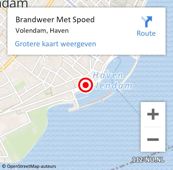 Locatie op kaart van de 112 melding: Brandweer Met Spoed Naar Volendam, Haven op 9 november 2014 18:56