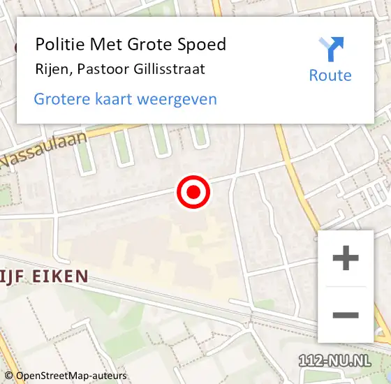 Locatie op kaart van de 112 melding: Politie Met Grote Spoed Naar Rijen, Pastoor Gillisstraat op 13 maart 2025 18:25