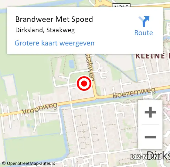 Locatie op kaart van de 112 melding: Brandweer Met Spoed Naar Dirksland, Staakweg op 9 november 2014 19:04