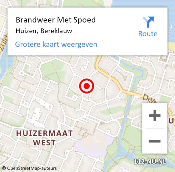 Locatie op kaart van de 112 melding: Brandweer Met Spoed Naar Huizen, Bereklauw op 13 maart 2025 19:04