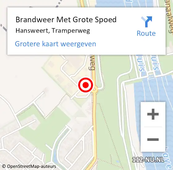 Locatie op kaart van de 112 melding: Brandweer Met Grote Spoed Naar Hansweert, Tramperweg op 9 november 2014 19:11