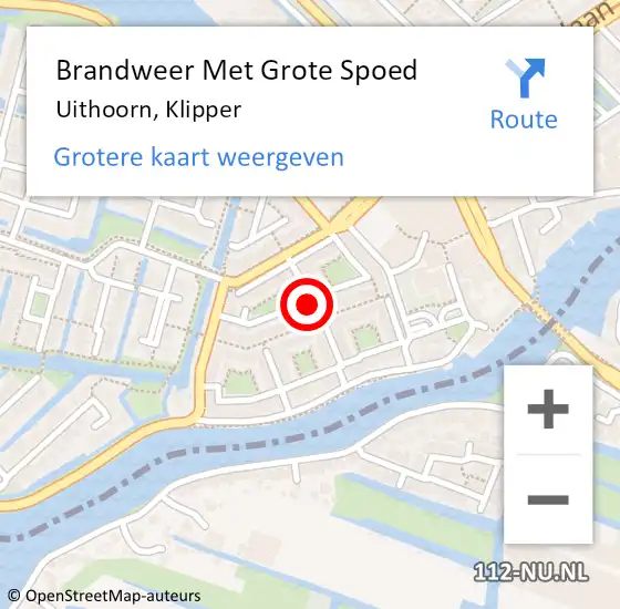 Locatie op kaart van de 112 melding: Brandweer Met Grote Spoed Naar Uithoorn, Klipper op 13 maart 2025 21:53
