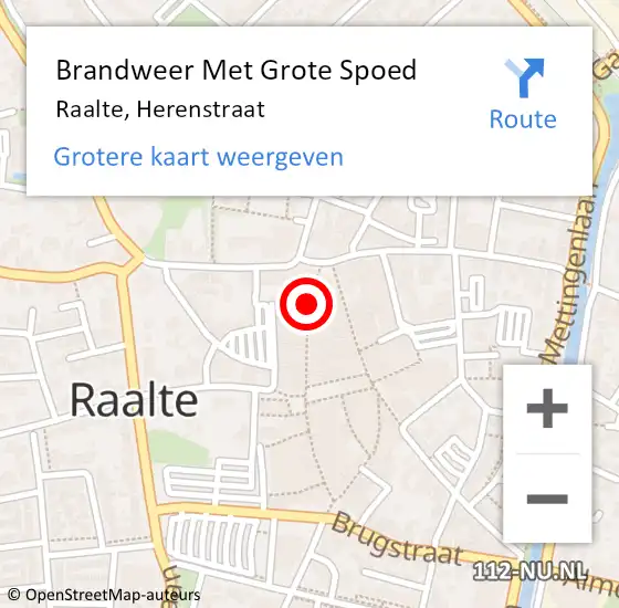 Locatie op kaart van de 112 melding: Brandweer Met Grote Spoed Naar Raalte, Herenstraat op 9 november 2014 19:59