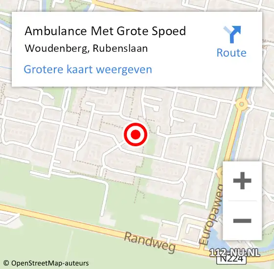 Locatie op kaart van de 112 melding: Ambulance Met Grote Spoed Naar Woudenberg, Rubenslaan op 9 november 2014 20:07