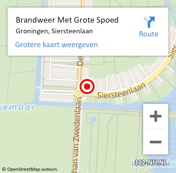 Locatie op kaart van de 112 melding: Brandweer Met Grote Spoed Naar Groningen, Siersteenlaan op 14 maart 2025 09:59